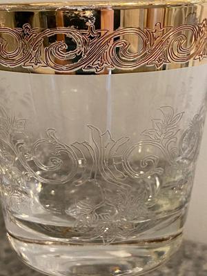 MURANO Gilt Etched Rim Glassware Goblet Set of Ten Lot
