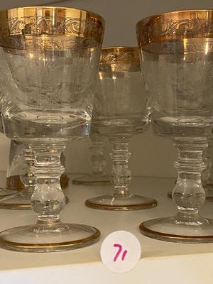 MURANO Gilt Etched Rim and Glassware Set of Eleven Lot