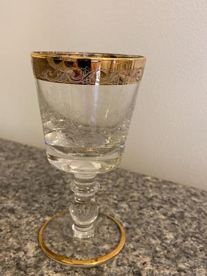 MURANO Gilt Etched Rim and Glassware Set of Eleven Lot