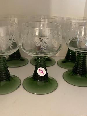 Schott Zwiesel Frosted Glass Green Beehive Stem Wine Glasses | Lot One