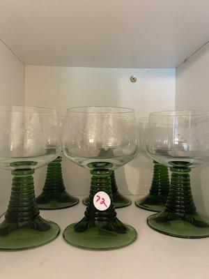 Schott Zwiesel Frosted Glass Green Beehive Stem Wine Glasses | Lot One