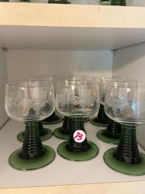 Schott Zwiesel Frosted Glass Green Beehive Stem Wine Glasses | Lot Two