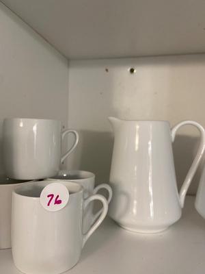 Service Set of Six Espresso Cups, Saucers, Creamer, and Sugar Lot