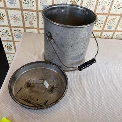 Antique tin bucket w/ lid!