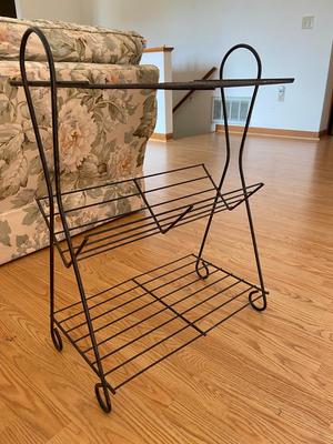 MCM Metal Black Magazine Rack/Telephone Stand