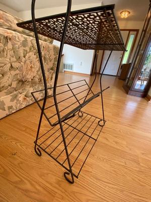 MCM Metal Black Magazine Rack/Telephone Stand