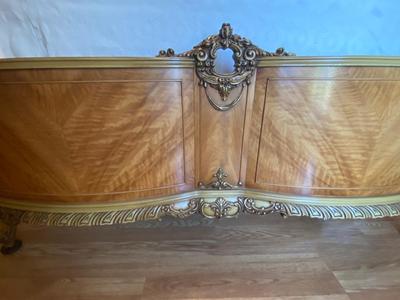 Antique French Louis XV Carved Satinwood Full Size Frame and Mattress