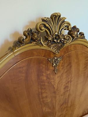 Antique French Louis XV Carved Satinwood Full Size Frame and Mattress