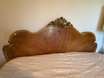 Antique French Louis XV Carved Satinwood Full Size Frame and Mattress