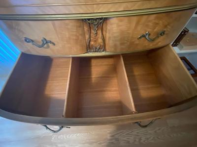 Antique French Louis XV Carved Satinwood Five Drawer Dresser