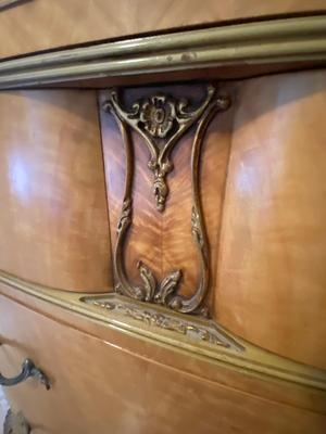 Antique French Louis XV Carved Satinwood Five Drawer Dresser