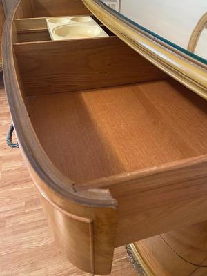 Antique French Louis XV Carved Satinwood Three Drawer Bureau