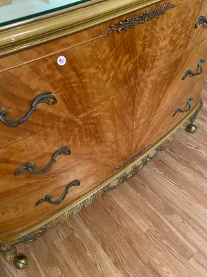 Antique French Louis XV Carved Satinwood Three Drawer Bureau
