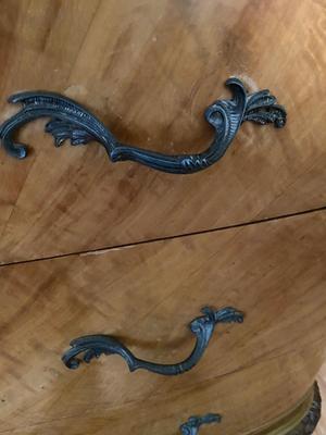 Antique French Louis XV Carved Satinwood Three Drawer Bureau