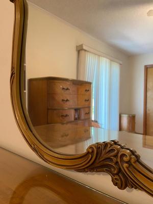 Antique French Louis XV Ornate Mirror (Matching Bedroom Set)