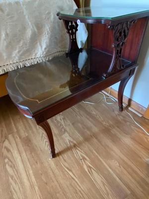 Antique French Louis XV Carved Satinwood End Table with Storage | Lot Two