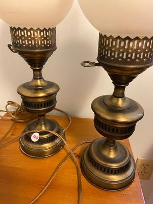 Vintage Brass Desk Lamps, Pair