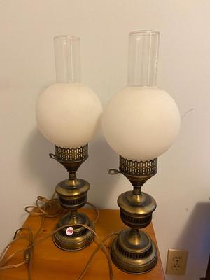 Vintage Brass Desk Lamps, Pair