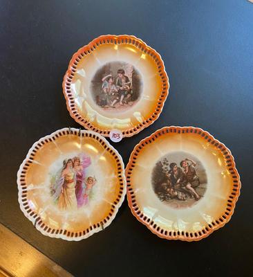 Three Antique UNIONNK Perforated Dessert Dishes