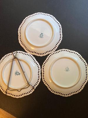 Three Antique UNIONNK Perforated Dessert Dishes