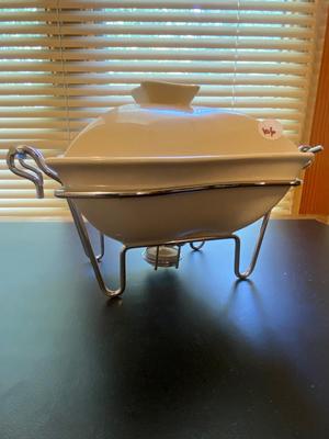 Vintage Godinzer Porcelain Chafing Dish with Rack