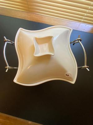 Vintage Godinzer Porcelain Chafing Dish with Rack