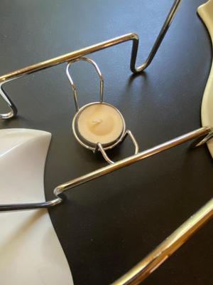 Vintage Godinzer Porcelain Chafing Dish with Rack