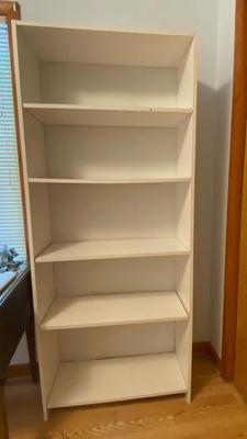 White Five Shelf Particleboard Bookcase | LOT ONE