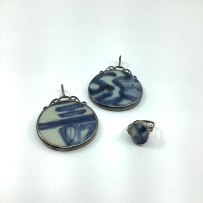 528 Chinese Pottery Porcelain 925 Pendants & Ring