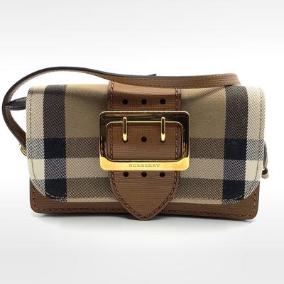 531 BURBERRY House Check Bridle Calfskin Small Madison Buckle Bag