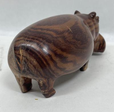 Carved Wooden Hippo figurine 2" x 5"