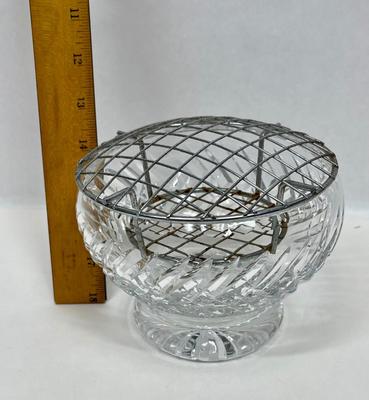 Crystal Bowl with Detachable Metal Flower Frog
