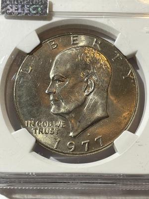 NGC CERTIFIED "BIG SKY HOARD" 1977-D MS65 GRADED EISENHOWER DOLLAR.