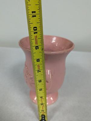 Vintage McCoy Pink Large Vase With Cardinal Bird