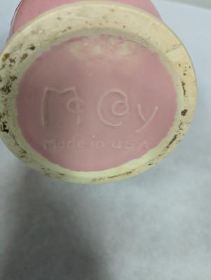 Vintage McCoy Pink Large Vase With Cardinal Bird