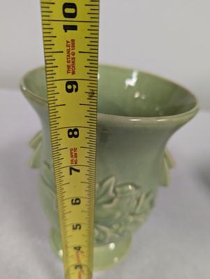 Vintage McCoy Green Large Vase With Cardinal Bird
