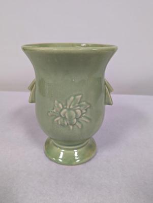 Vintage McCoy Green Large Vase With Cardinal Bird