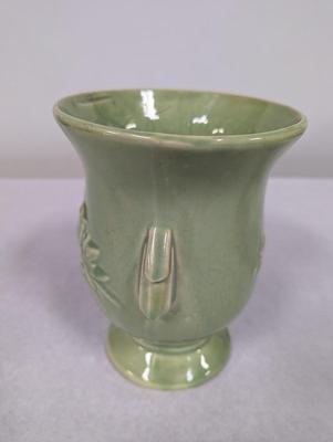 Vintage McCoy Green Large Vase With Cardinal Bird