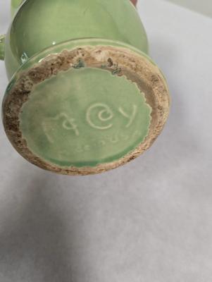 Vintage McCoy Green Large Vase With Cardinal Bird