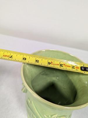 Vintage McCoy Green Large Vase With Cardinal Bird