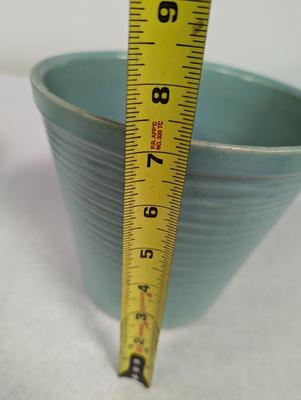 Vintage McCoy Green Ribbed Pottery Planter