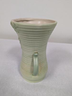 Vintage Pottery Vase Light Green Ribbed Fruit Design