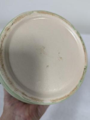 Vintage Pottery Vase Light Green Ribbed Fruit Design