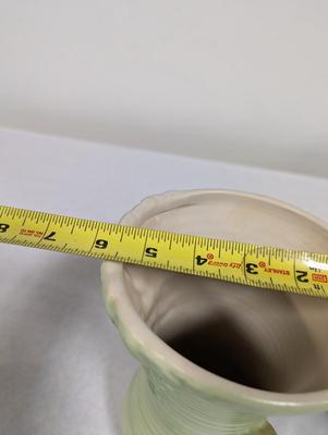 Vintage Pottery Vase Light Green Ribbed Fruit Design