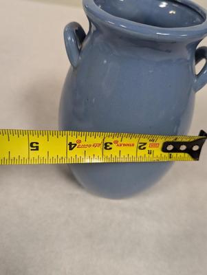 Vintage Blue Glazed Pottery Vase