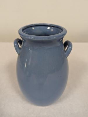 Vintage Blue Glazed Pottery Vase