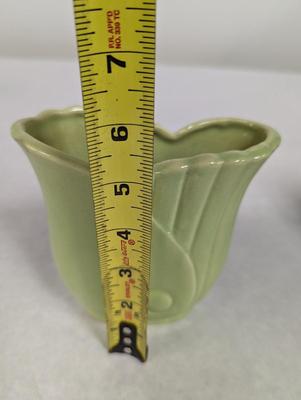 Vintage Modern Green Glazed Pottery Vase