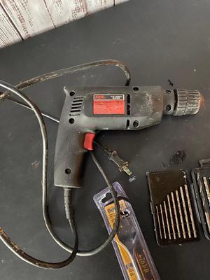 Corded Electric Drill and Bits