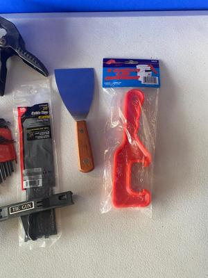Allen Wrenches, 5gal Bucket opener, Clamps, Zip tie gun and more!