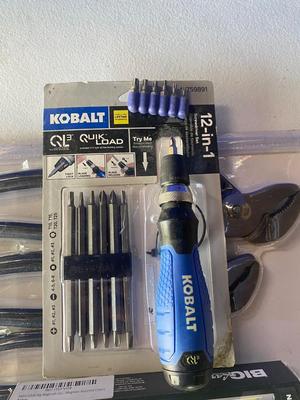 Kobalt 12-in-1 Screwdriver, Pittsburg Tounge & Groove Joint Pliers, & a Big Larry Flashlight
